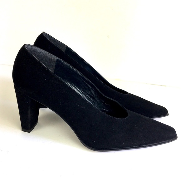 NEW Stuart Weitzman Black Suede Pumps Size 7.5 B - Picture 5 of 11